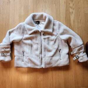 Serena Williams Signature Cream Sherpa Fleece Zip-up Jacket Lined Pockets Cozy